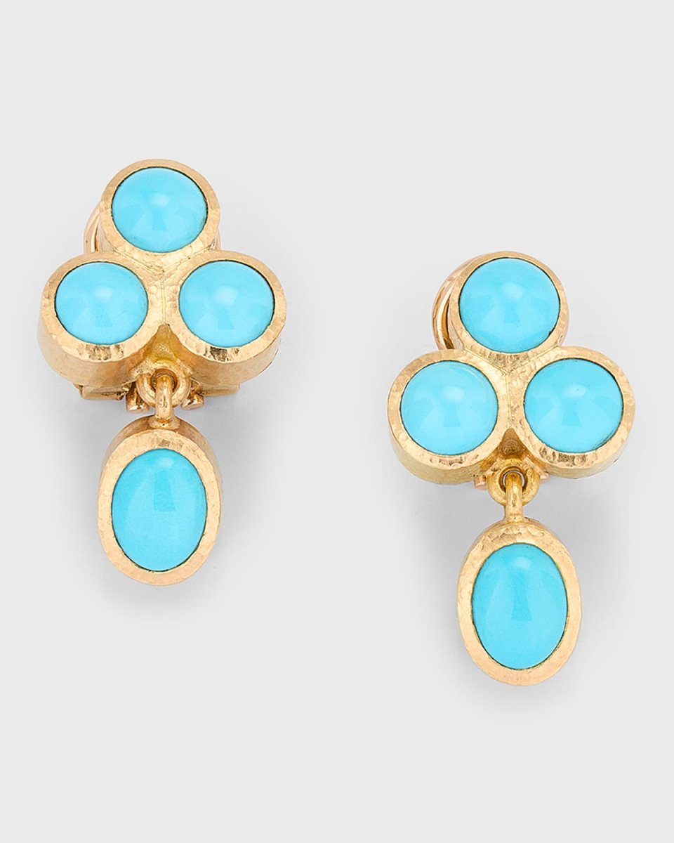 19k Yellow Gold Sleeping Beauty Turquoise Earrings